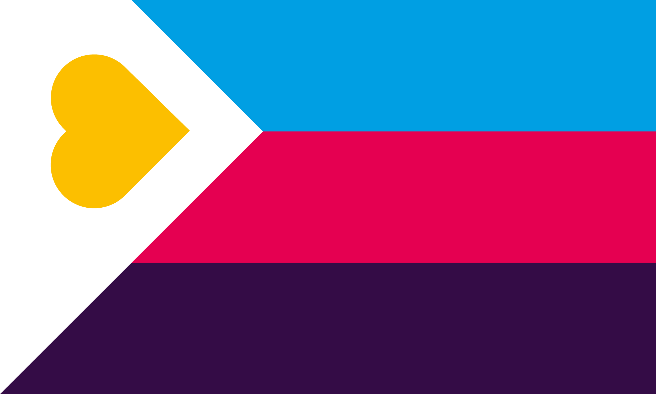 Tricolor polyamory pride flag
